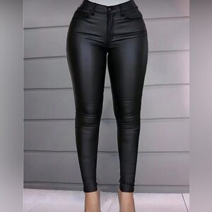 SHEIN Black Skinny Leather Pants